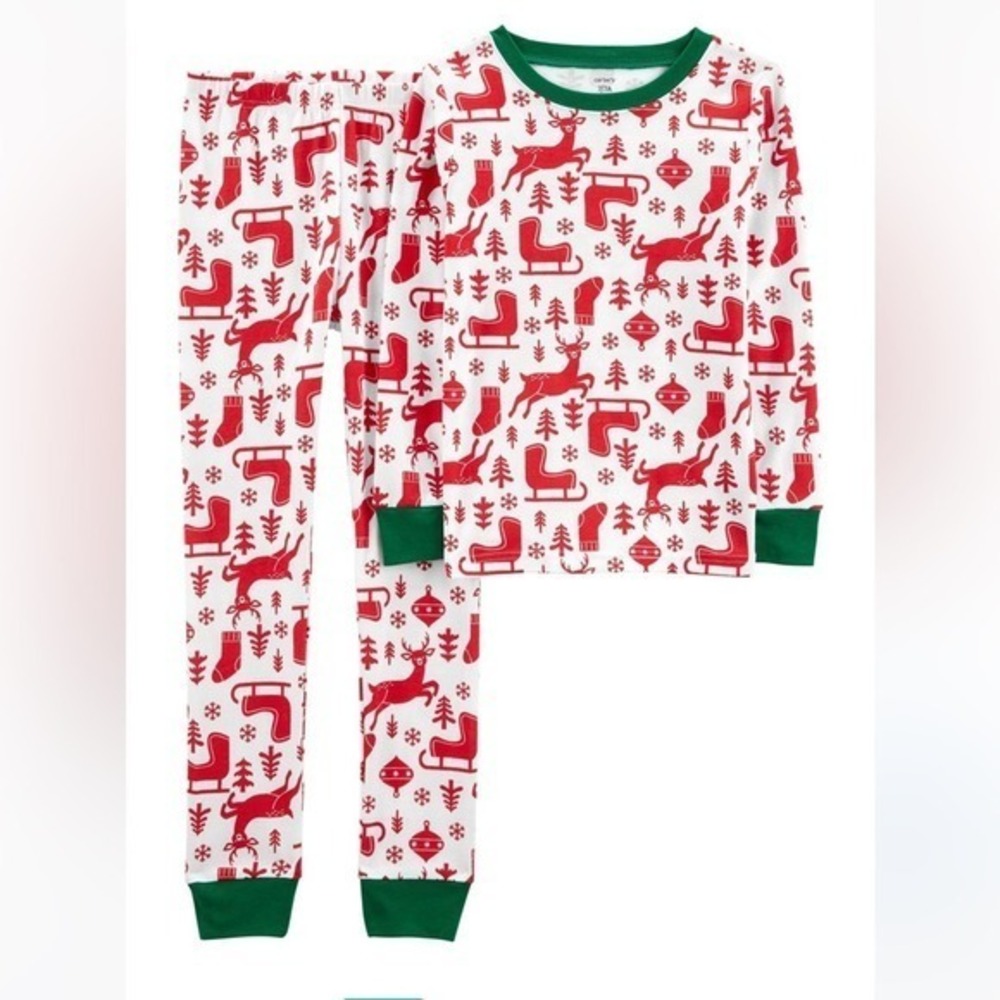 CARTER'S 2-Piece Holiday 100% Snug‎ Fit Cotton PJs Christmas Pajamas Size 14